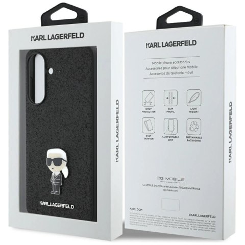 Etui Karl Lagerfeld Fixed Glitter Ikonik Logo Metal Pin na Samsung Galaxy A36 - czarne Etui Karl Lagerfeld Fixed Glitter Ikonik Logo Metal Pin na Samsung Galaxy A36 - czarne