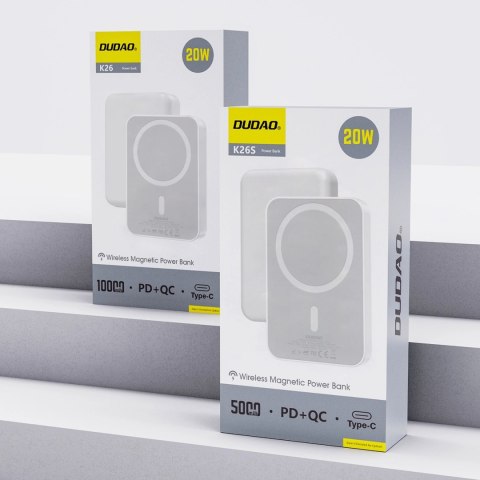Powerbank Dudao K26 10000mAh 20W USB-A / USB-C / MagSafe - biały Powerbank Dudao K26 10000mAh 20W USB-A / USB-C / MagSafe - biały