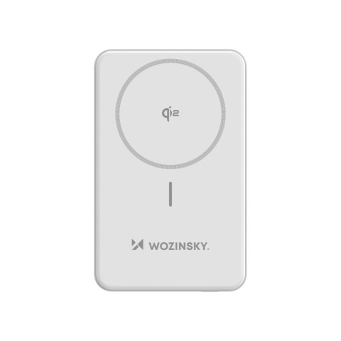 Powerbank Wozinsky WLWP-10KA0Y3WS 22,5W PD Qi2 10000 mAh, z podstawką, 1x USB-A, 1x USB-C - biały Powerbank Wozinsky WLWP-10KA0Y3WS 22,5W PD Qi2 10000 mAh, z podstawką, 1x USB-A, 1x USB-C - biały