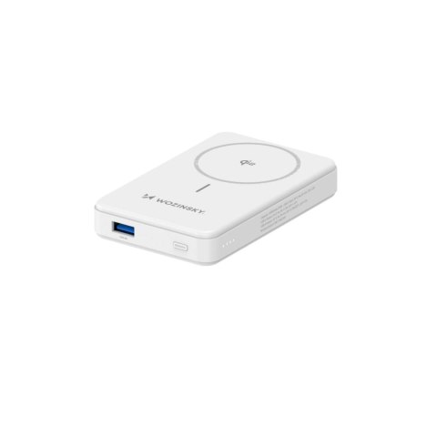 Powerbank Wozinsky WLWP-10KA0Y3WS 22,5W PD Qi2 10000 mAh, z podstawką, 1x USB-A, 1x USB-C - biały Powerbank Wozinsky WLWP-10KA0Y3WS 22,5W PD Qi2 10000 mAh, z podstawką, 1x USB-A, 1x USB-C - biały