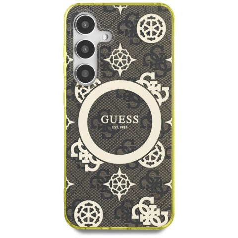 Etui Guess 4G Background Gold Electroplated Peony Pattern MagSafe do Samsung Galaxy S25 brązowy Etui Guess 4G Background Gold Electroplated Peony Pattern MagSafe do Samsung Galaxy S25 brązowy