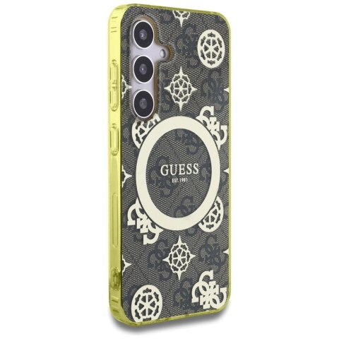 Etui Guess 4G Background Gold Electroplated Peony Pattern MagSafe do Samsung Galaxy S25 brązowy Etui Guess 4G Background Gold Electroplated Peony Pattern MagSafe do Samsung Galaxy S25 brązowy