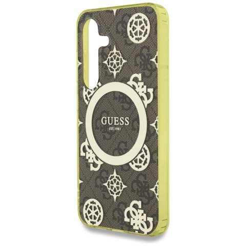 Etui Guess 4G Background Gold Electroplated Peony Pattern MagSafe do Samsung Galaxy S25 brązowy Etui Guess 4G Background Gold Electroplated Peony Pattern MagSafe do Samsung Galaxy S25 brązowy