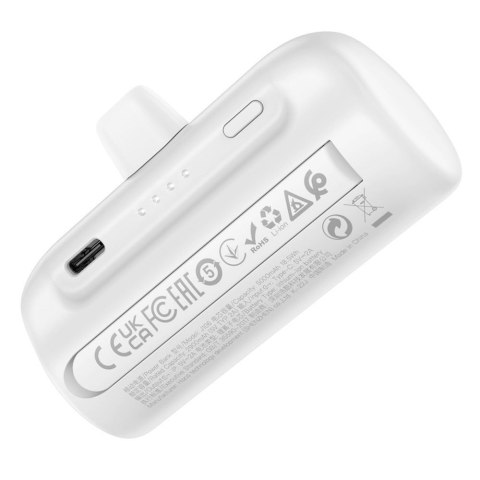 HOCO powerbank 5000 mAh z wbudowanym złączem Lightning 2A J106 biały HOCO powerbank 5000 mAh z wbudowanym złączem Lightning 2A J106 biały