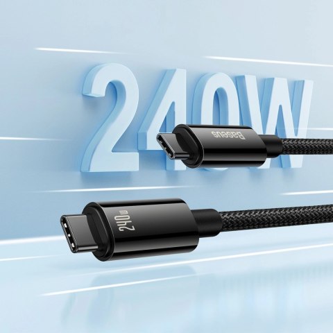 Kabel Baseus CAWJ040101 USB-C - USB-C 240W 480Mb/s 2m - czarno-szary Kabel Baseus CAWJ040101 USB-C - USB-C 240W 480Mb/s 2m - czarno-szary