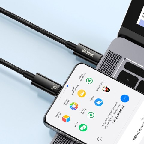 Kabel Baseus CAWJ040101 USB-C - USB-C 240W 480Mb/s 2m - czarno-szary Kabel Baseus CAWJ040101 USB-C - USB-C 240W 480Mb/s 2m - czarno-szary