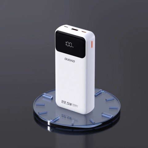 Powerbank Dudao K15Pro 20000mAh 22.5W PD USB-C / USB-A / wbudowane kable Lightning i USB-C - biały Powerbank Dudao K15Pro 20000mAh 22.5W PD USB-C / USB-A / wbudowane kable Lightning i USB-C - biały