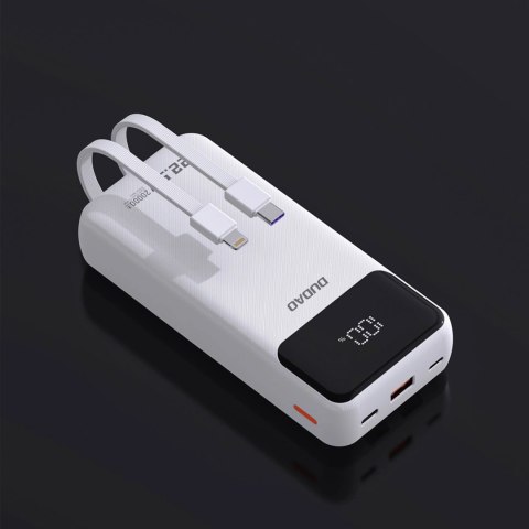 Powerbank Dudao K15Pro 20000mAh 22.5W PD USB-C / USB-A / wbudowane kable Lightning i USB-C - biały Powerbank Dudao K15Pro 20000mAh 22.5W PD USB-C / USB-A / wbudowane kable Lightning i USB-C - biały