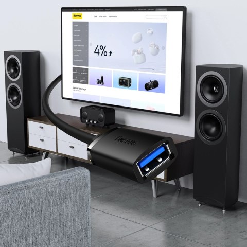 Przedłużacz kabel USB 2.0 1.5m Baseus AirJoy Series - czarny Przedłużacz kabel USB 2.0 1.5m Baseus AirJoy Series - czarny
