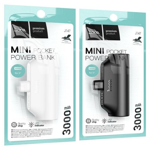 HOCO powerbank 3000 mAh z wbudowanym złączem Lightning J147 biały HOCO powerbank 3000 mAh z wbudowanym złączem Lightning J147 biały