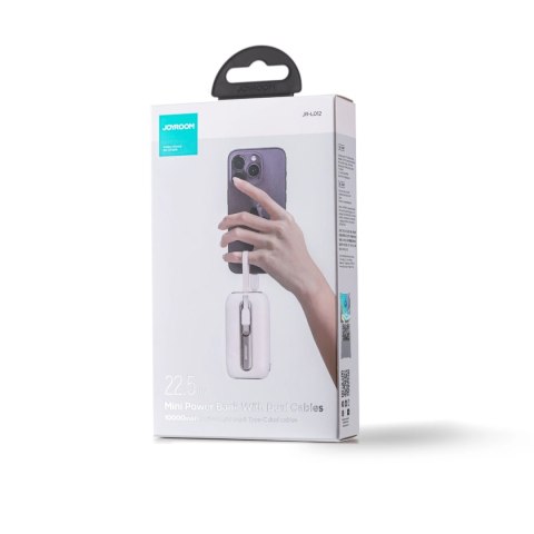 Joyroom mini powerbank 10000mAh Colorful Series 22.5W z 2 wbudowanymi kablami USB C i Lightning biały (JR-L012) Joyroom mini powerbank 10000mAh Colorful Series 22.5W z 2 wbudowanymi kablami USB C i Lightning biały (JR-L012)