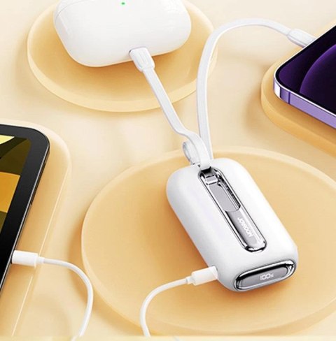 Joyroom mini powerbank 10000mAh Colorful Series 22.5W z 2 wbudowanymi kablami USB C i Lightning biały (JR-L012) Joyroom mini powerbank 10000mAh Colorful Series 22.5W z 2 wbudowanymi kablami USB C i Lightning biały (JR-L012)