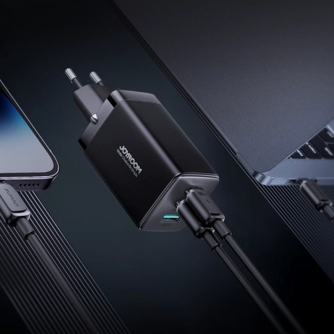 Joyroom szybka ładowarka GaN 65W USB-A, 2x USB-C czarna + kabel USB-C - USB-C 100W 1.2m (TCG01) Joyroom szybka ładowarka GaN 65W USB-A, 2x USB-C czarna + kabel USB-C - USB-C 100W 1.2m (TCG01)