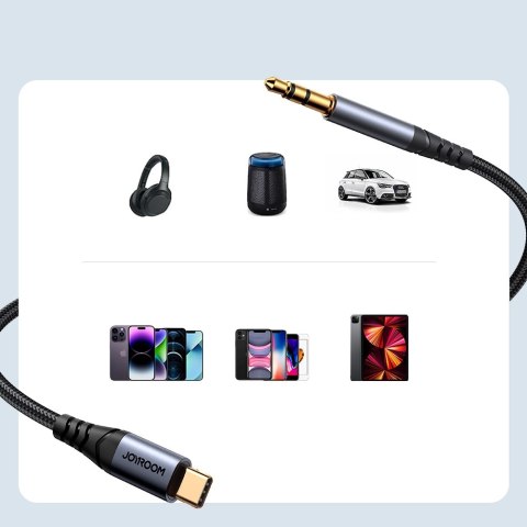 Kabel Joyroom Audio Transfer Series SY-A07 mini jack 3,5 mm / USB-C 1,2m - czarny Kabel Joyroom Audio Transfer Series SY-A07 mini jack 3,5 mm / USB-C 1,2m - czarny