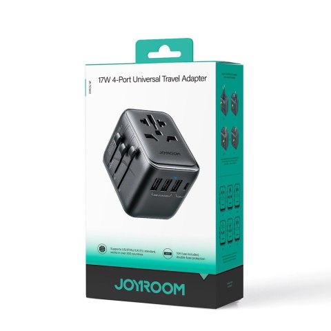 Adapter podróżny Joyroom JR-TCW01 uniwersalny 17W EU / US / UK / JP / AU / CN - czarny Adapter podróżny Joyroom JR-TCW01 uniwersalny 17W EU / US / UK / JP / AU / CN - czarny