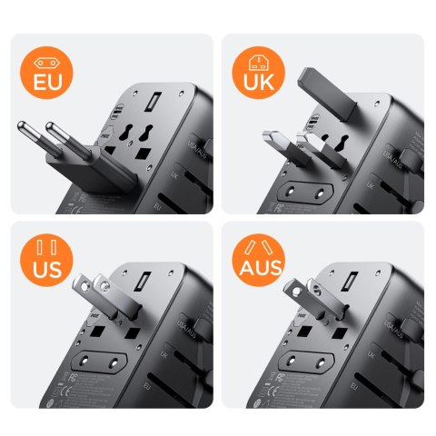 Adapter podróżny Joyroom JR-TCW01 uniwersalny 17W EU / US / UK / JP / AU / CN - czarny Adapter podróżny Joyroom JR-TCW01 uniwersalny 17W EU / US / UK / JP / AU / CN - czarny