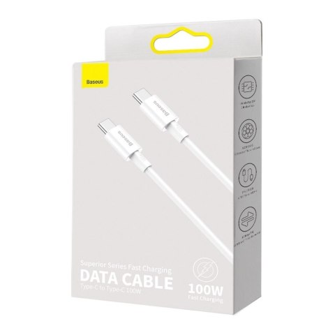BASEUS kabel Typ C do Typ C PD100W Power Delivery Superior Series Fast Charging CATYS-C02 2 metr biały BASEUS kabel Typ C do Typ C PD100W Power Delivery Superior Series Fast Charging CATYS-C02 2 metr biały