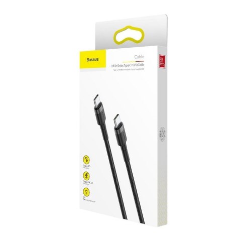 BASEUS kabel Typ C do Typ C Power Delivery PD60W 2.0 (3A 20V) Cafule CATKLF-HG1 2 metry szaro-czarny BASEUS kabel Typ C do Typ C Power Delivery PD60W 2.0 (3A 20V) Cafule CATKLF-HG1 2 metry szaro-czarny