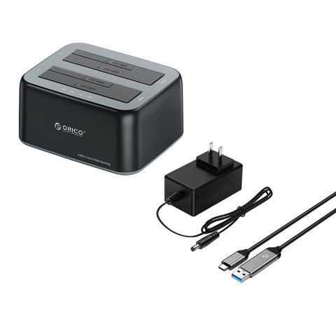 Stacja dokująca na 2 dyski 2,5"/3,5" SATA HDD/SSD - czarna Stacja dokująca na 2 dyski 2,5"/3,5" SATA HDD/SSD - czarna