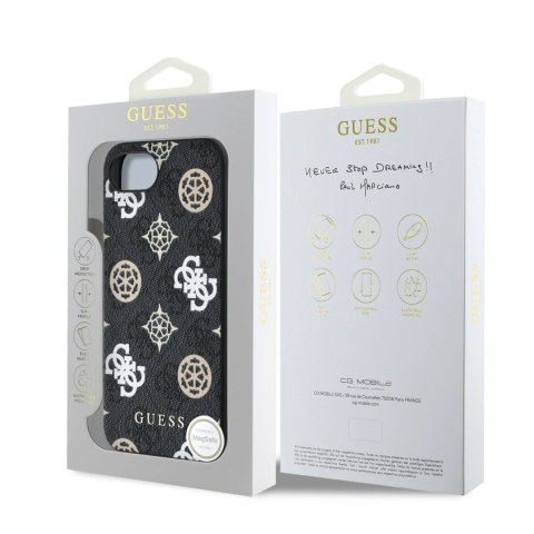 Etui Guess PU 4G Peony z MagSafe na iPhone 16e - czarne Etui Guess PU 4G Peony z MagSafe na iPhone 16e - czarne