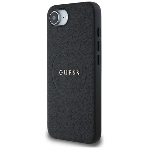 Etui Guess PU Grained Classic Logo z MagSafe na iPhone 16e - czarne Etui Guess PU Grained Classic Logo z MagSafe na iPhone 16e - czarne