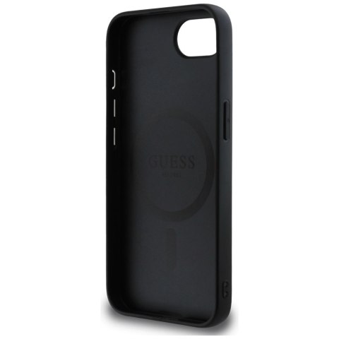 Etui Guess PU Grained Classic Logo z MagSafe na iPhone 16e - czarne Etui Guess PU Grained Classic Logo z MagSafe na iPhone 16e - czarne