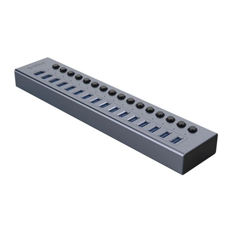 HUB 16-portowy z włącznikiem USB-A 3.0 - szary HUB 16-portowy z włącznikiem USB-A 3.0 - szary