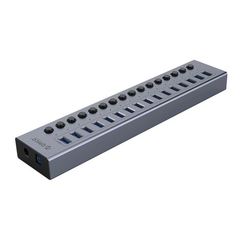 HUB 16-portowy z włącznikiem USB-A 3.0 - szary HUB 16-portowy z włącznikiem USB-A 3.0 - szary