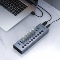HUB 16-portowy z włącznikiem USB-A 3.0 - szary HUB 16-portowy z włącznikiem USB-A 3.0 - szary