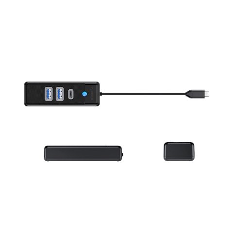 HUB 3-portowy input: USB-C 3.0 / output: 2x USB-A 3.0 + 1x USB-C 3.0 przewód 0,15M - czarny HUB 3-portowy input: USB-C 3.0 / output: 2x USB-A 3.0 + 1x USB-C 3.0 przewód 0,15M - czarny