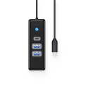 HUB 3-portowy input: USB-C 3.0 / output: 2x USB-A 3.0 + 1x USB-C 3.0 przewód 0,15M - czarny HUB 3-portowy input: USB-C 3.0 / output: 2x USB-A 3.0 + 1x USB-C 3.0 przewód 0,15M - czarny