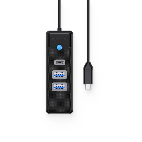 HUB 3-portowy input: USB-C 3.0 / output: 2x USB-A 3.0 + 1x USB-C 3.0 przewód 0,15M - czarny HUB 3-portowy input: USB-C 3.0 / output: 2x USB-A 3.0 + 1x USB-C 3.0 przewód 0,15M - czarny