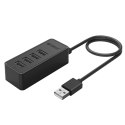 HUB 4-portowy USB-A 2.0 przewód 1M - czarny HUB 4-portowy USB-A 2.0 przewód 1M - czarny