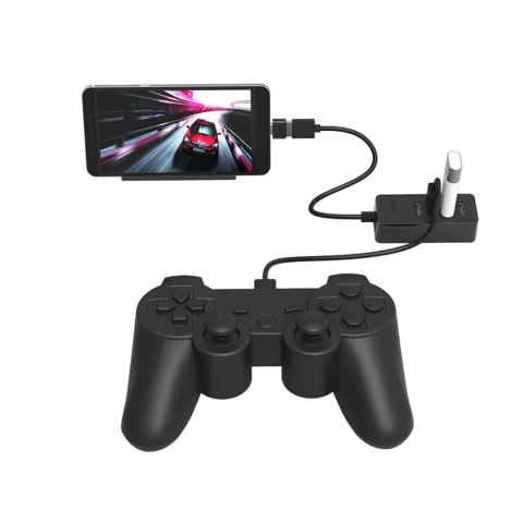HUB 4-portowy USB-A 2.0 przewód 1M - czarny HUB 4-portowy USB-A 2.0 przewód 1M - czarny