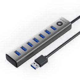 HUB 7-portowy USB-A 3.0 przewód 1M - szary