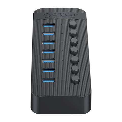 HUB 7-portowy z włącznikiem USB-A 3.0 - czarny HUB 7-portowy z włącznikiem USB-A 3.0 - czarny