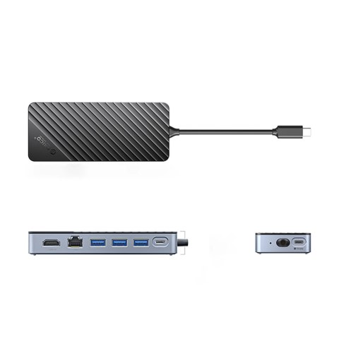 Kieszeń dyskowa M.2 z HUB 8w1 input: USB-C / output: 1x USB-A 3.2 + 1x 1x USB-C 3.2 + 2x USB-A 2.0 + 1x HDMI + 1x Ethernet - cza Kieszeń dyskowa M.2 z HUB 8w1 input: USB-C / output: 1x USB-A 3.2 + 1x 1x USB-C 3.2 + 2x USB-A 2.0 + 1x HDMI + 1x Ethernet - cza