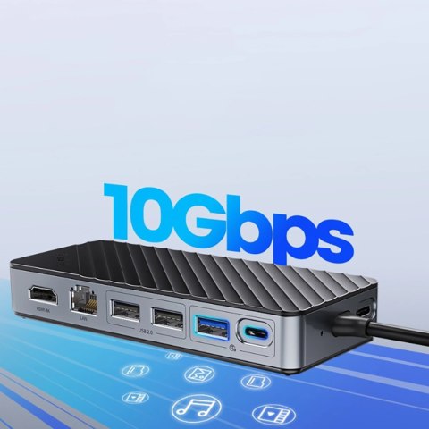 Kieszeń dyskowa M.2 z HUB 8w1 input: USB-C / output: 1x USB-A 3.2 + 1x 1x USB-C 3.2 + 2x USB-A 2.0 + 1x HDMI + 1x Ethernet - cza Kieszeń dyskowa M.2 z HUB 8w1 input: USB-C / output: 1x USB-A 3.2 + 1x 1x USB-C 3.2 + 2x USB-A 2.0 + 1x HDMI + 1x Ethernet - cza