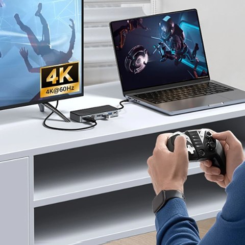 Kieszeń dyskowa M.2 z HUB 8w1 input: USB-C / output: 1x USB-A 3.2 + 1x 1x USB-C 3.2 + 2x USB-A 2.0 + 1x HDMI + 1x Ethernet - cza Kieszeń dyskowa M.2 z HUB 8w1 input: USB-C / output: 1x USB-A 3.2 + 1x 1x USB-C 3.2 + 2x USB-A 2.0 + 1x HDMI + 1x Ethernet - cza