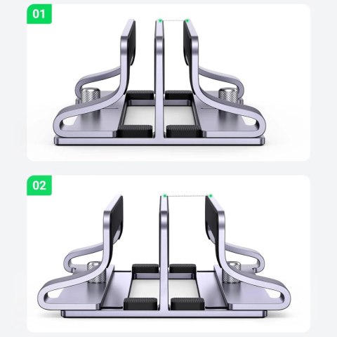 Stojak pionowy na 2 urządzenia Ugreen LP258 aluminiowy na laptop tablet - srebrny Stojak pionowy na 2 urządzenia Ugreen LP258 aluminiowy na laptop tablet - srebrny