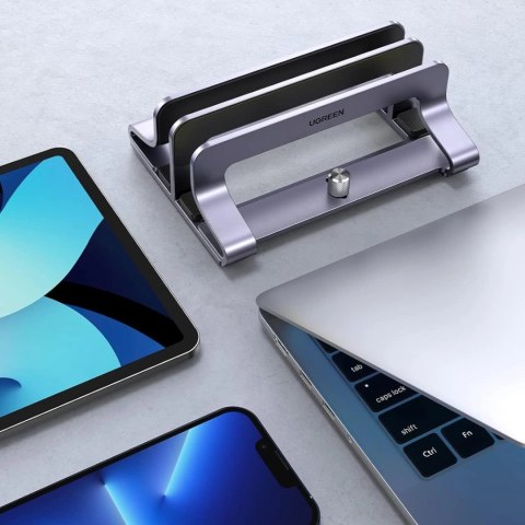 Stojak pionowy na 2 urządzenia Ugreen LP258 aluminiowy na laptop tablet - srebrny Stojak pionowy na 2 urządzenia Ugreen LP258 aluminiowy na laptop tablet - srebrny