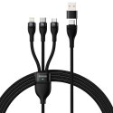 BASEUS kabel 3w1 Typ C / USB A do Micro USB / Lightning / Typ C PD QC 5A 100W CASS030101 1,2 m czarny BASEUS kabel 3w1 Typ C / USB A do Micro USB / Lightning / Typ C PD QC 5A 100W CASS030101 1,2 m czarny