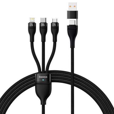 BASEUS kabel 3w1 Typ C / USB A do Micro USB / Lightning / Typ C PD QC 5A 100W CASS030101 1,2 m czarny BASEUS kabel 3w1 Typ C / USB A do Micro USB / Lightning / Typ C PD QC 5A 100W CASS030101 1,2 m czarny
