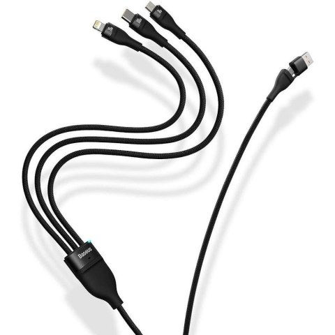 BASEUS kabel 3w1 Typ C / USB A do Micro USB / Lightning / Typ C PD QC 5A 100W CASS030101 1,2 m czarny BASEUS kabel 3w1 Typ C / USB A do Micro USB / Lightning / Typ C PD QC 5A 100W CASS030101 1,2 m czarny