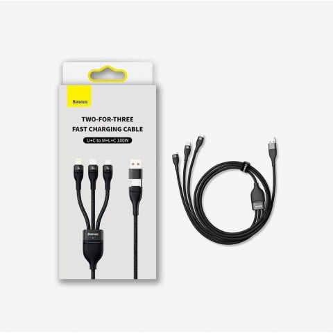 BASEUS kabel 3w1 Typ C / USB A do Micro USB / Lightning / Typ C PD QC 5A 100W CASS030101 1,2 m czarny BASEUS kabel 3w1 Typ C / USB A do Micro USB / Lightning / Typ C PD QC 5A 100W CASS030101 1,2 m czarny