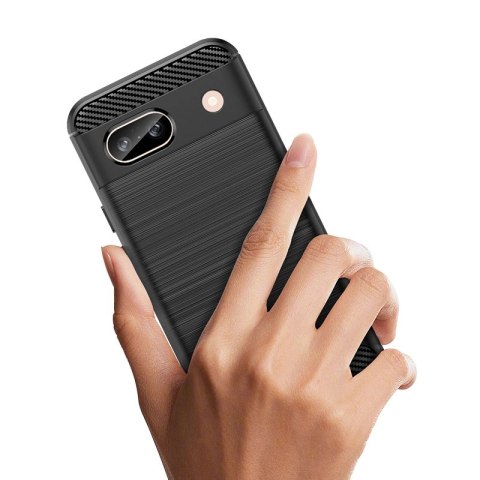 Etui Carbon Case do Google Pixel 8A elastyczny silikonowy karbonowy pokrowiec - czarny Etui Carbon Case do Google Pixel 8A elastyczny silikonowy karbonowy pokrowiec - czarny