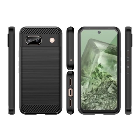 Etui Carbon Case do Google Pixel 8A elastyczny silikonowy karbonowy pokrowiec - czarny Etui Carbon Case do Google Pixel 8A elastyczny silikonowy karbonowy pokrowiec - czarny