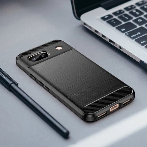 Etui Carbon Case do Google Pixel 8A elastyczny silikonowy karbonowy pokrowiec - czarny Etui Carbon Case do Google Pixel 8A elastyczny silikonowy karbonowy pokrowiec - czarny
