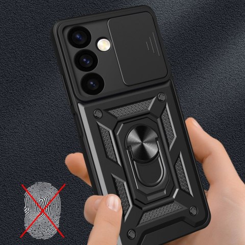 Etui Hybrid Armor Camshield do Samsung Galaxy S24 pancerne z osłoną na aparat - czarne Etui Hybrid Armor Camshield do Samsung Galaxy S24 pancerne z osłoną na aparat - czarne