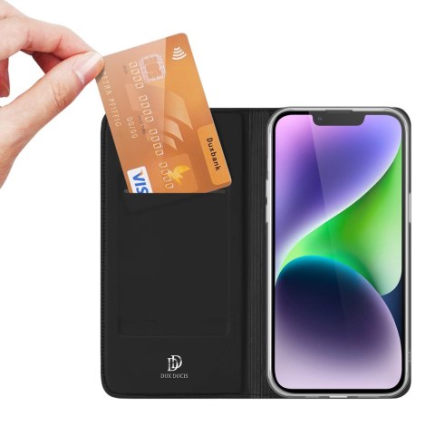 Etui z klapką i portfelem Dux Ducis Skin Pro do iPhone 15 - czarne Etui z klapką i portfelem Dux Ducis Skin Pro do iPhone 15 - czarne